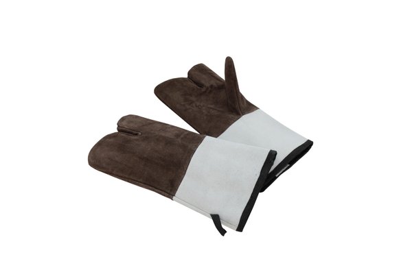 1 Paar Leder Backhandschuhe Hitzeschutzhandschuhe 3 Finger Ofenhandschuhe