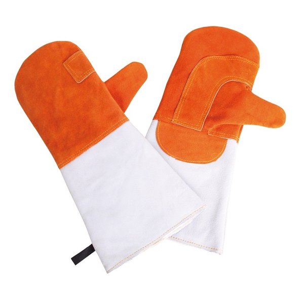 Leder Backhandschuhe Fäustlinge Hitzeschutzhandschuhe orange Profiqualität