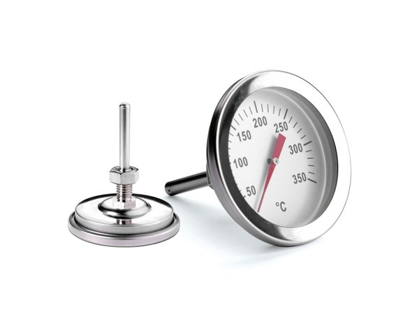 Grillthermometer bis 350°C Edelstahl, mit Schraubsteg für Befestigung an der Haube